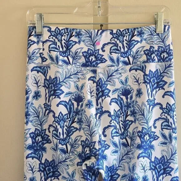 Kira Grace Blue & White Floral Botanical Print Leggings, NWOT, Sz. M - Picture 4 of 9